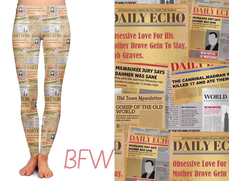 Serial Killers Newsprint leggings