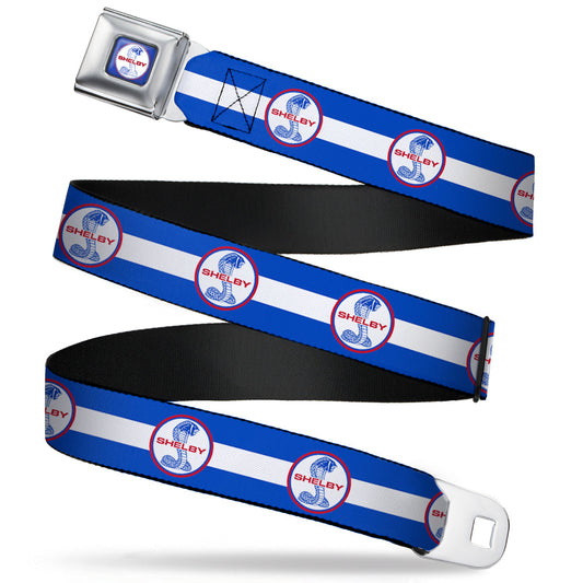 SHELBY Tiffany Split Full Color Blue Red White Seatbelt Belt - SHELBY Tiffany Split/Stripe Blue/White/Red Webbing