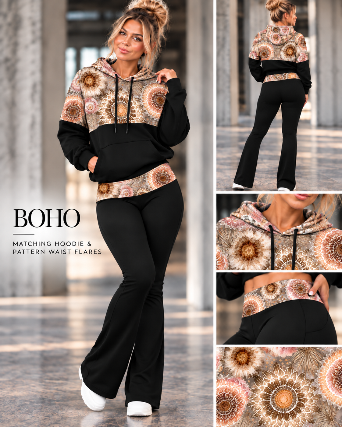 BOHO-PATTERN BLOCK HOODIE-PREORDER CLOSING 10/9, ETA LATE DEC.