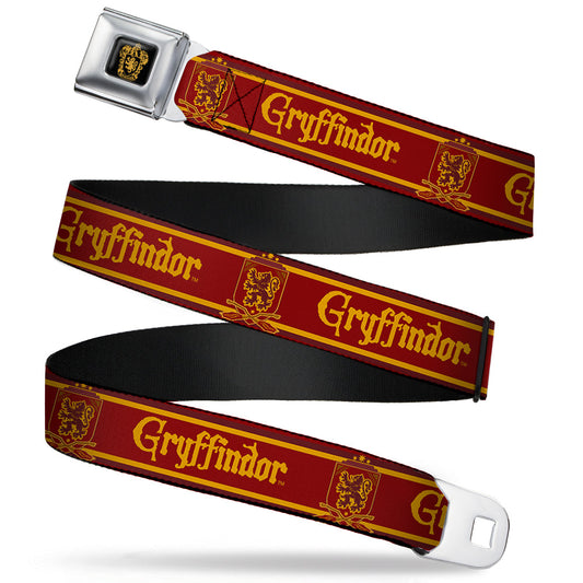 Gryffindor Crest Full Color Black/Gold Seatbelt Belt - GRYFFINDOR & Crest Stripe Reds/Gold Webbing