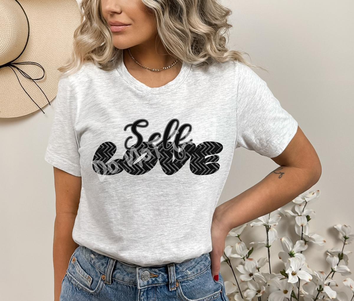 SELF LOVE BLACK TWILL TEE