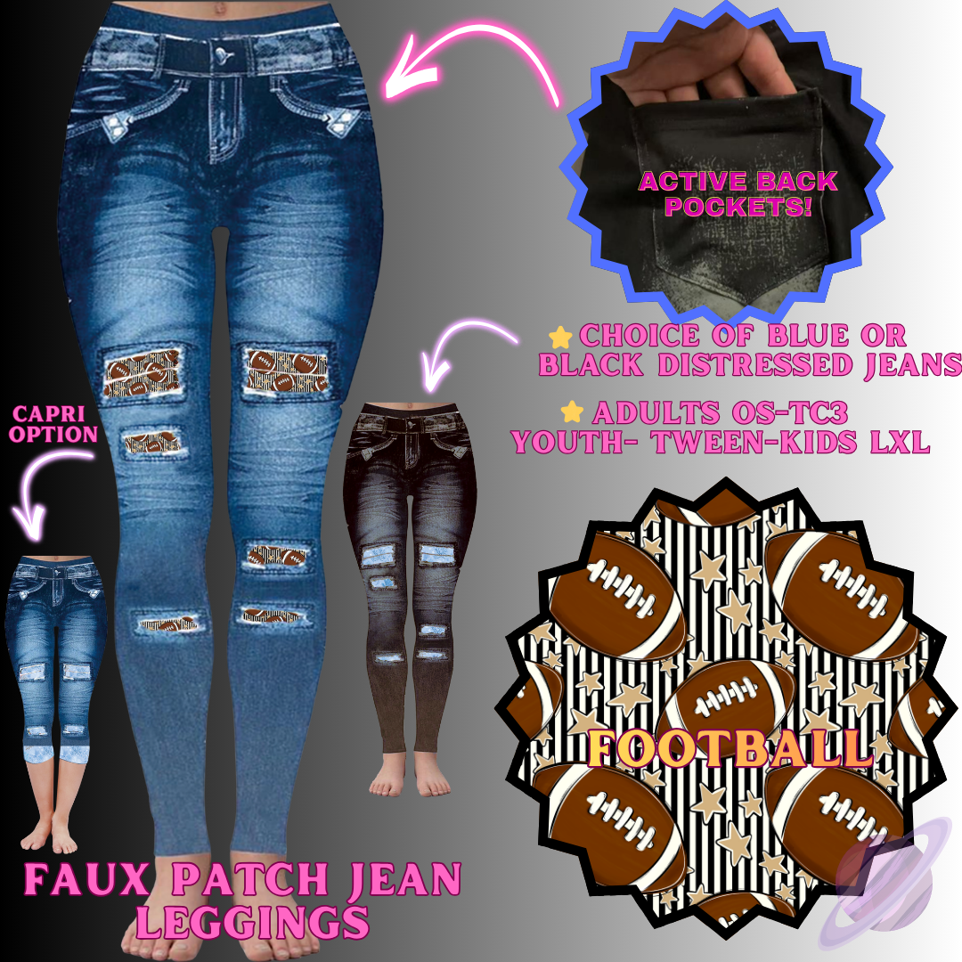 FOOTBALL-FAUX JEAN LEGGING-PREORDER CLOSING 12/2 , ETA MID FEB.
