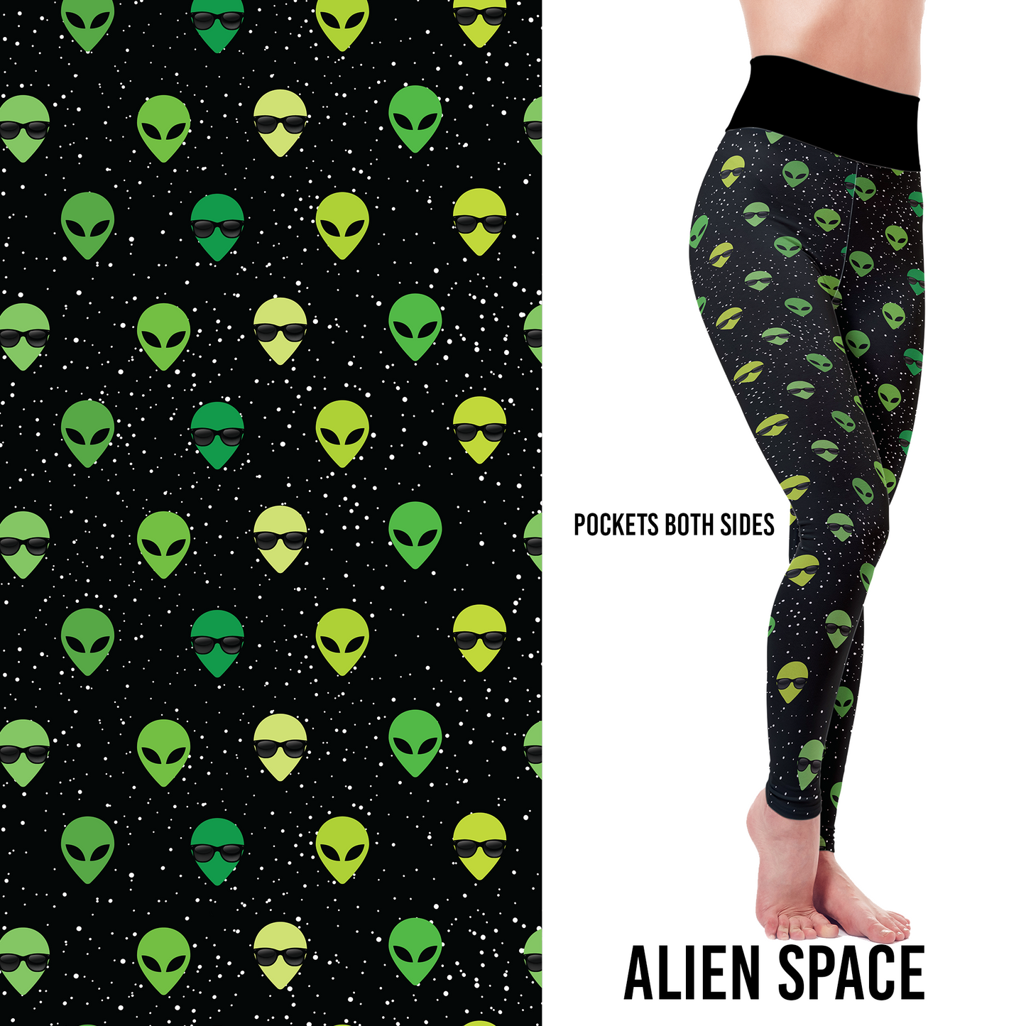 Little Green Aliens  Leggings with Pockets