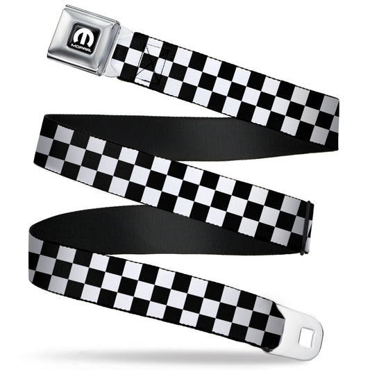 Black and White Checkered with MOPAR Logo Seatbelt Belt