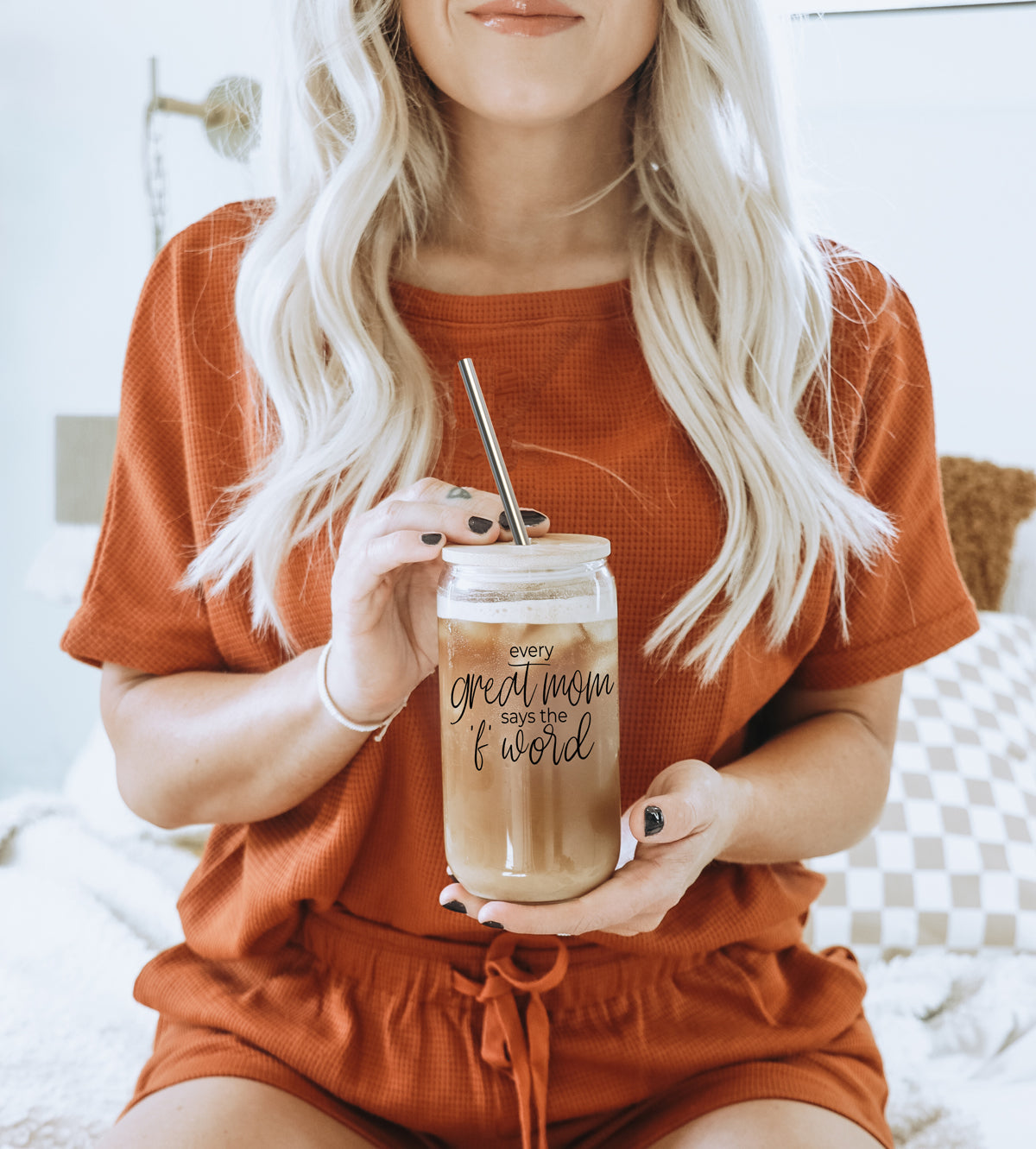 Every Great Mom 17oz Glass Tumbler With Bamboo Lid And Stainless Straws Gift For Mom