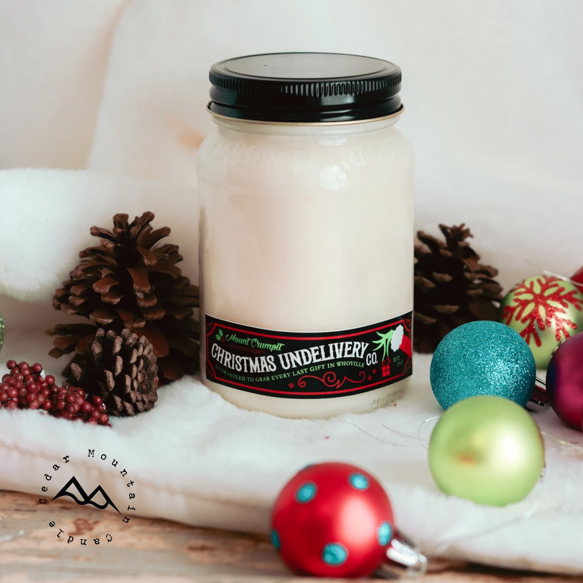 Grinch Christmas Undelivery 13 oz Mason Jar Soy Candle - Winter Scents