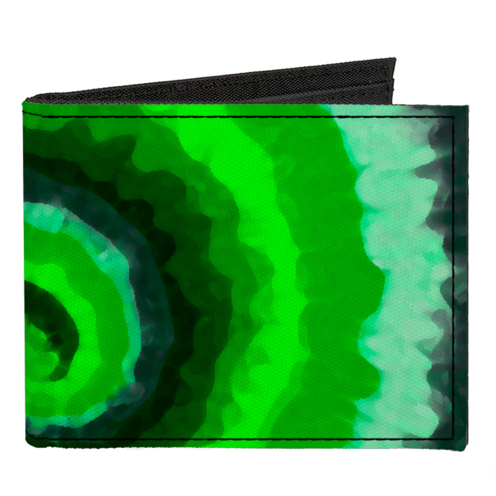 Canvas Bi-Fold Wallet - Tie Dye Swirl Green Blue Purple
