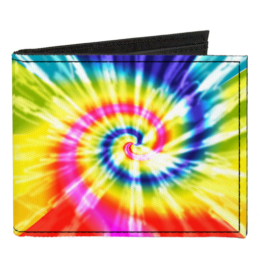 Canvas Bi-Fold Wallet - Tie Dye Swirl Multi Color White