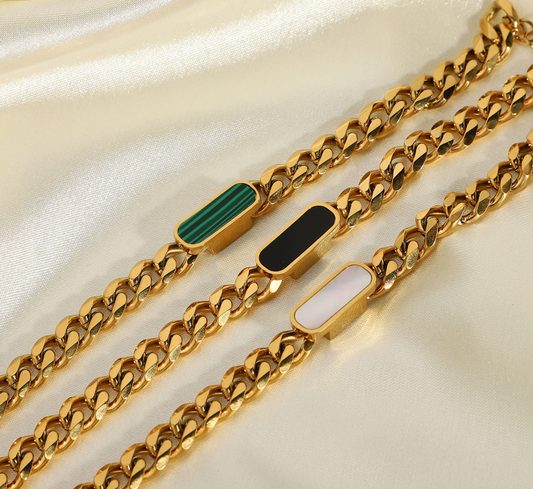 Hayden Gold Chain Bracelet With Mystic Black Inlay Slim