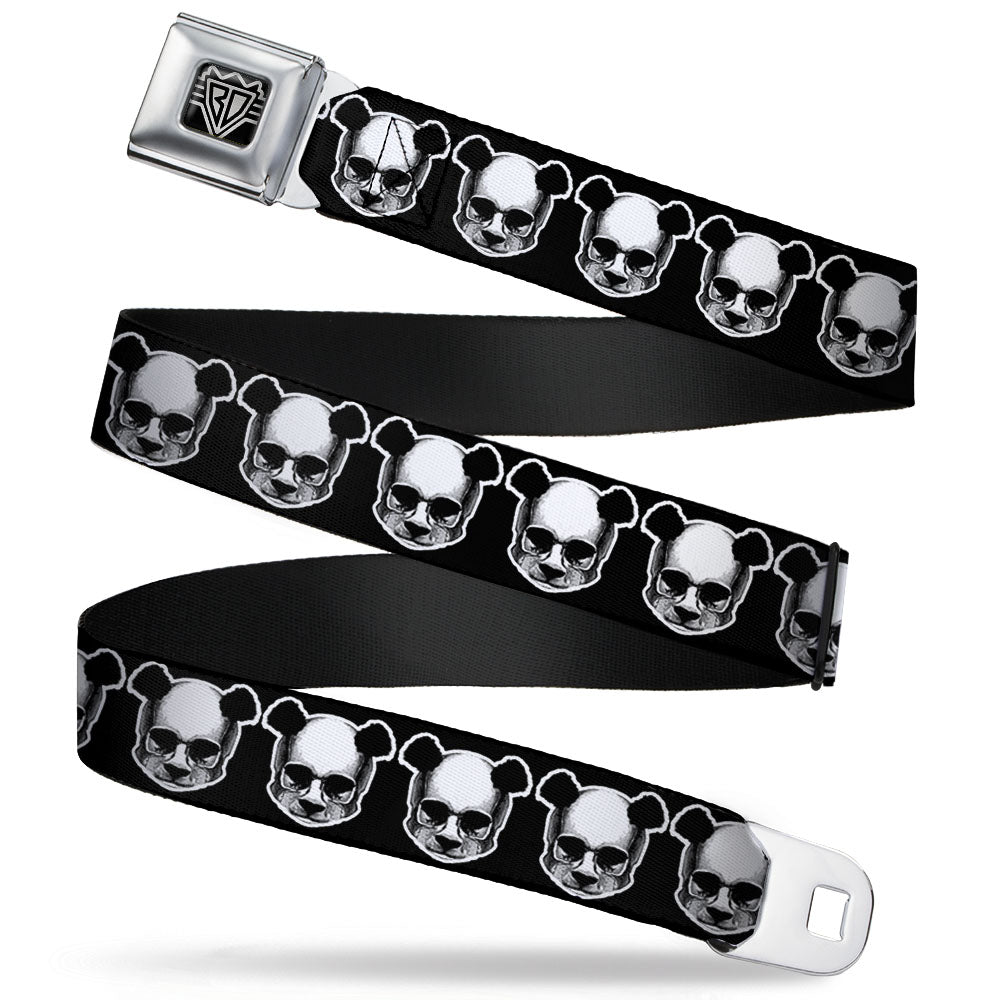 BD Wings Logo CLOSE-UP Full Color Black Silver Seatbelt Belt - Panda Skulls Webbing