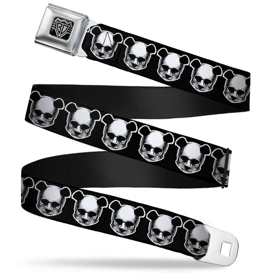 BD Wings Logo CLOSE-UP Full Color Black Silver Seatbelt Belt - Panda Skulls Webbing