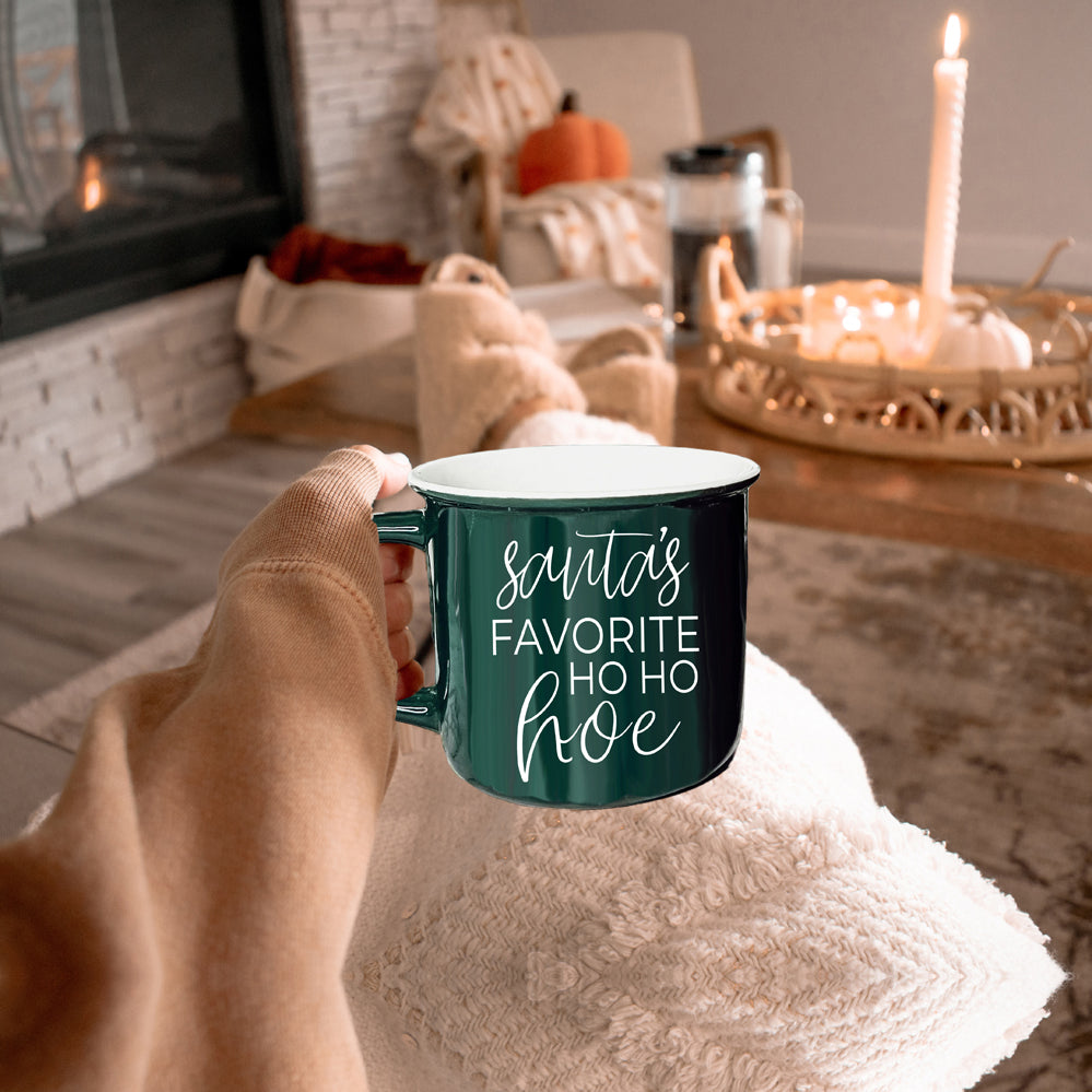 Ho Ho Hoe Holiday Mug 14.5oz Ceramic Campfire Style Double Sided Red Or Green Microwave Safe