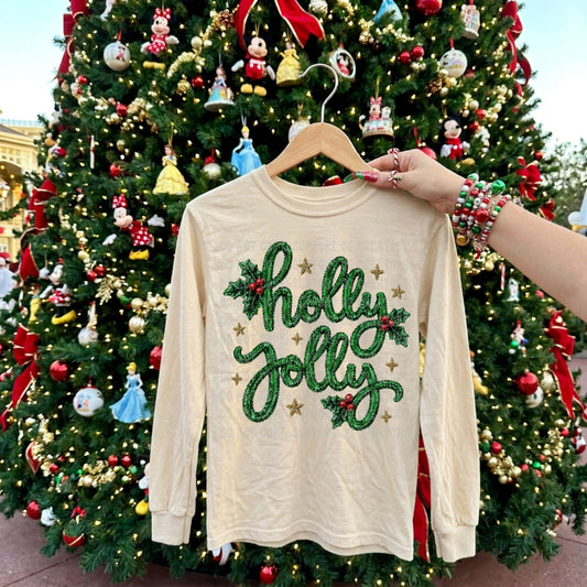 HOLLY JOLLY TINSEL LONG SLEEVE TEE