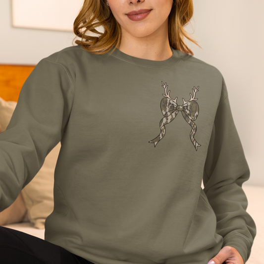 Camo & Antlers Crewneck Sweatshirt Graphic