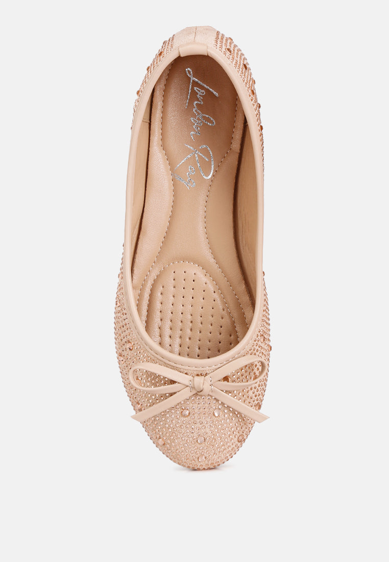 Hosana Rhinestones And Stud Embellished Ballet Flats