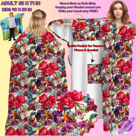 WEARABLE THROW RUN-HUMMINGBIRDS-PREORDER CLOSING 8/31-  ETA LATE NOV./EARLY DEC.