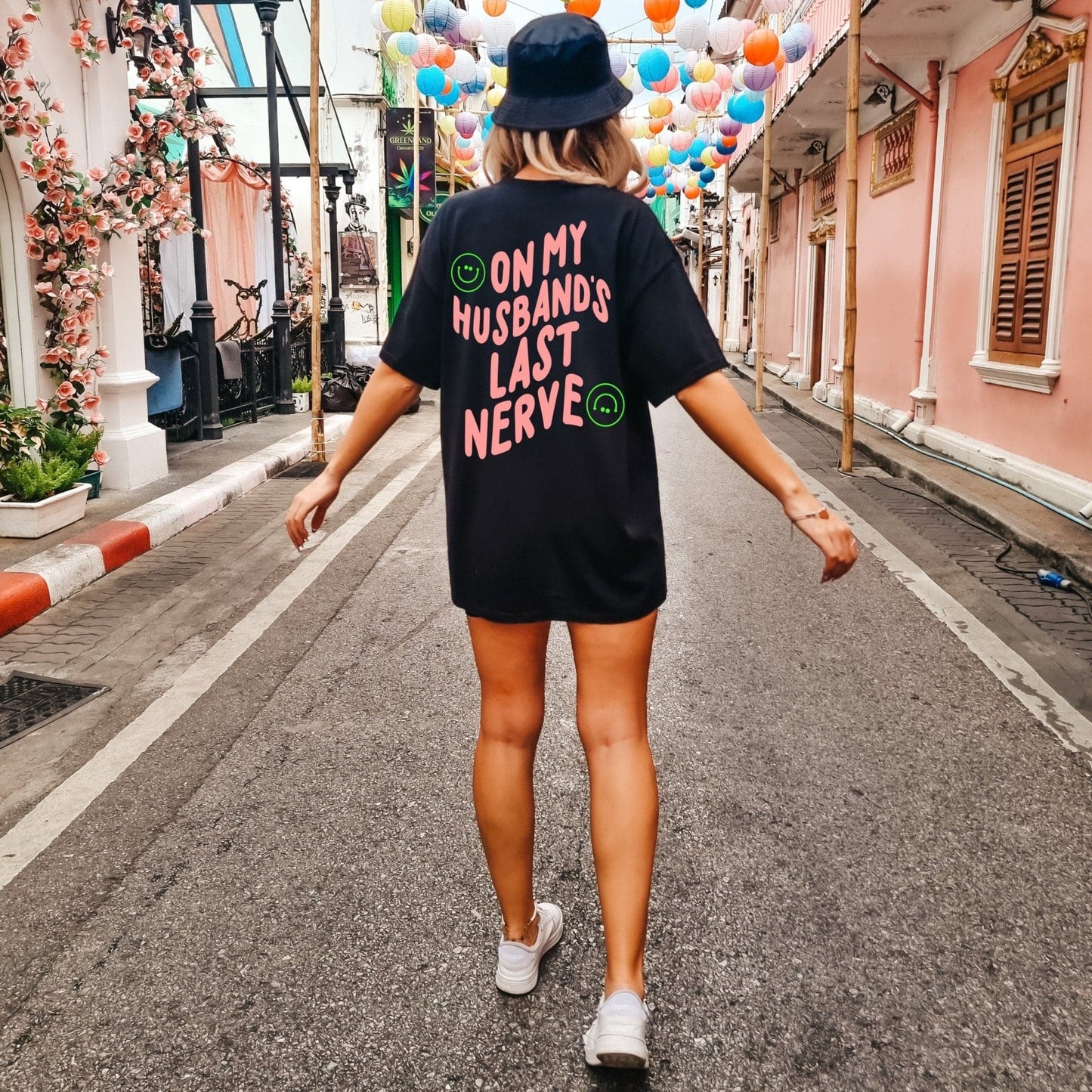 On My Husband's Last Nerve Tee - Black