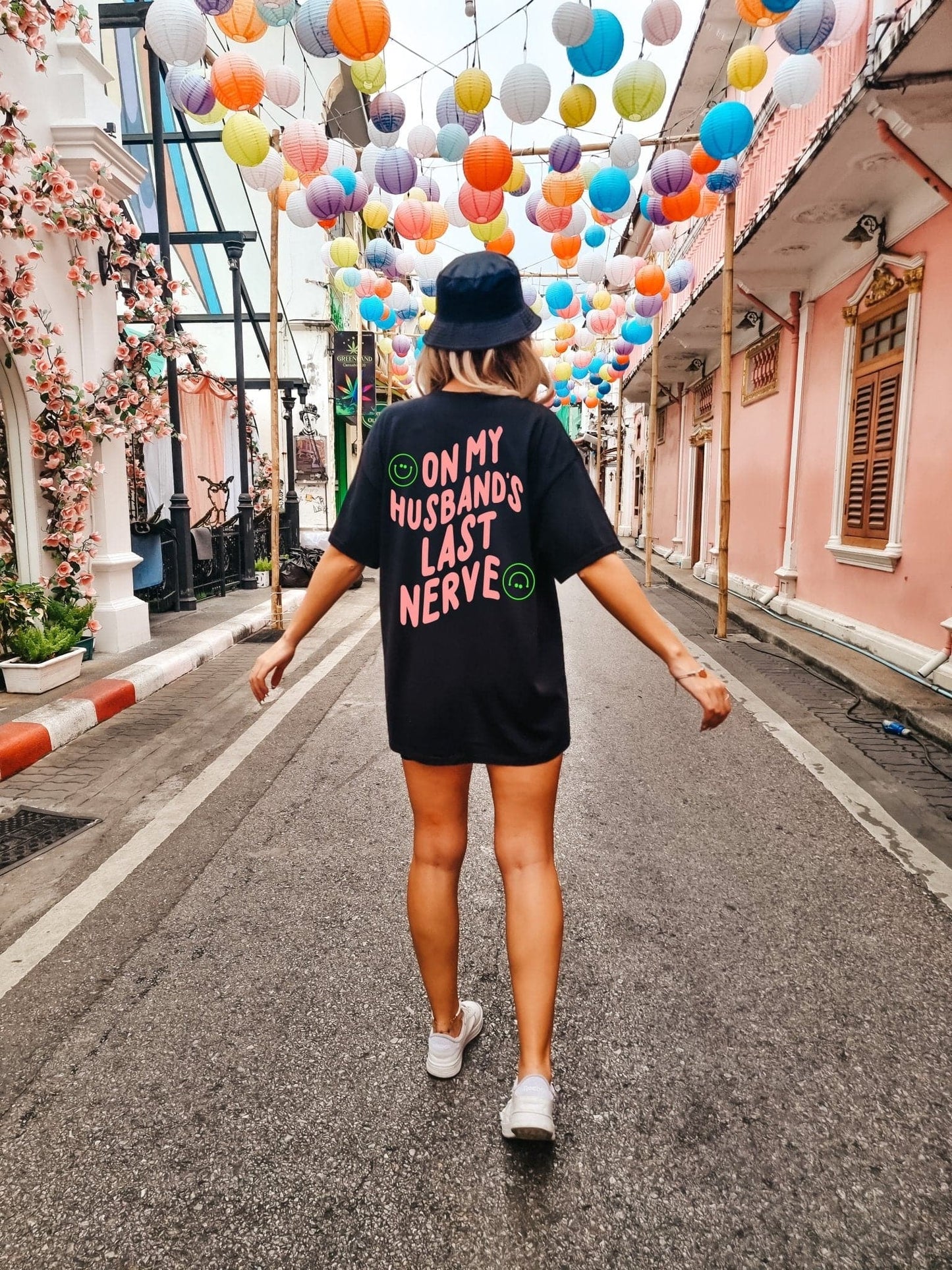 On My Husband's Last Nerve Tee - Black