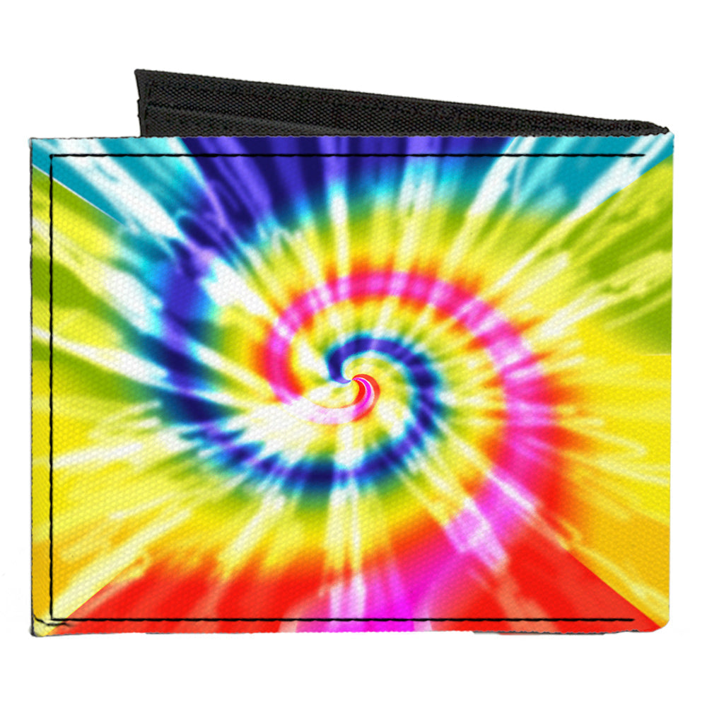 Canvas Bi-Fold Wallet - Tie Dye Swirl Multi Color White