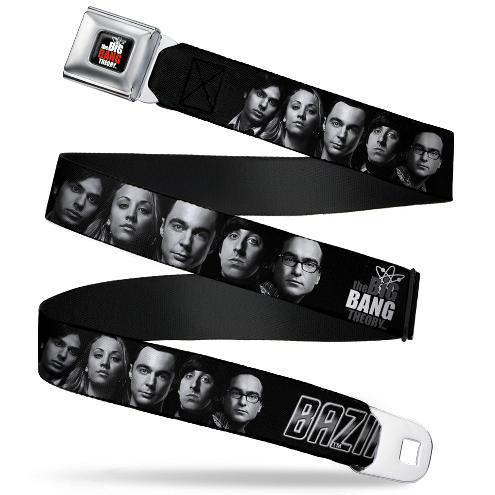 THE BIG BANG THEORY Full Color Black White Red Seatbelt Belt - The Big Bang Theory Group/BAZINGA Black/White Webbing