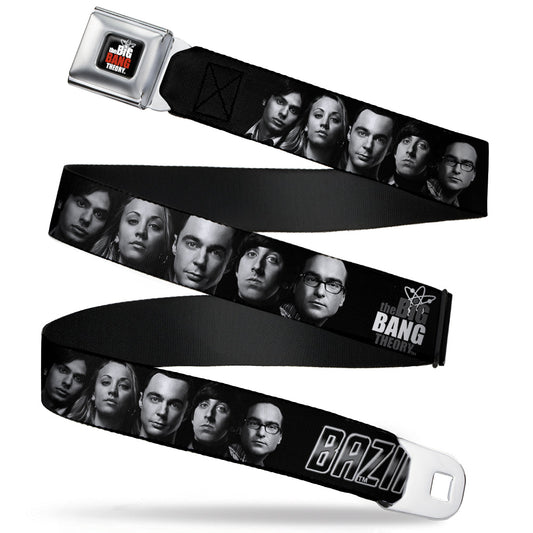 THE BIG BANG THEORY Full Color Black White Red Seatbelt Belt - The Big Bang Theory Group/BAZINGA Black/White Webbing