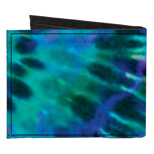 Canvas Bi-Fold Wallet - Tie Dye Green Blue Purple