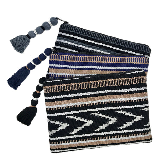 Ikat Backstrap Clutch Handwoven Guatemalan Tribal Weave Foldover Coin Purse