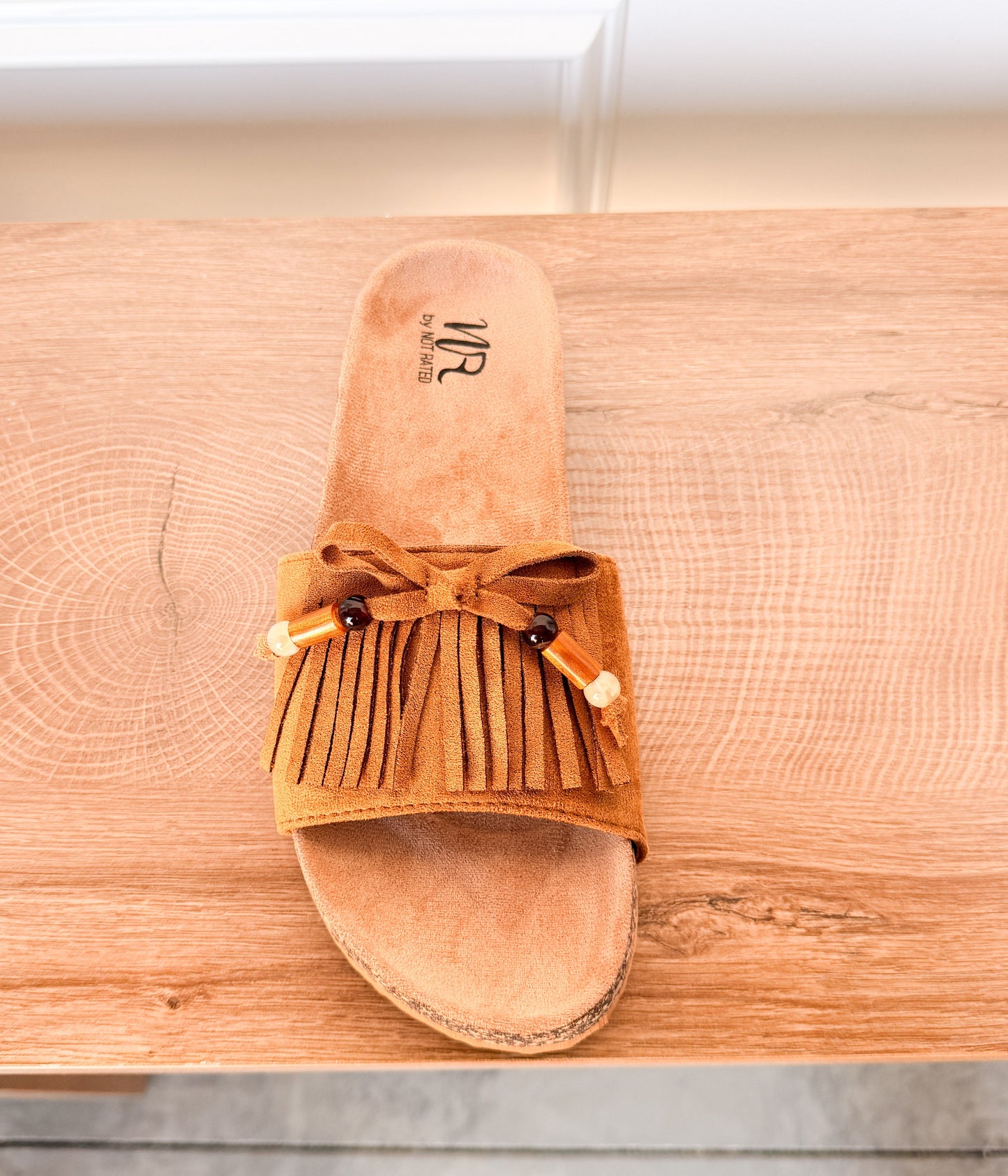 Lilliam Fringe Beaded Sandals in Tan