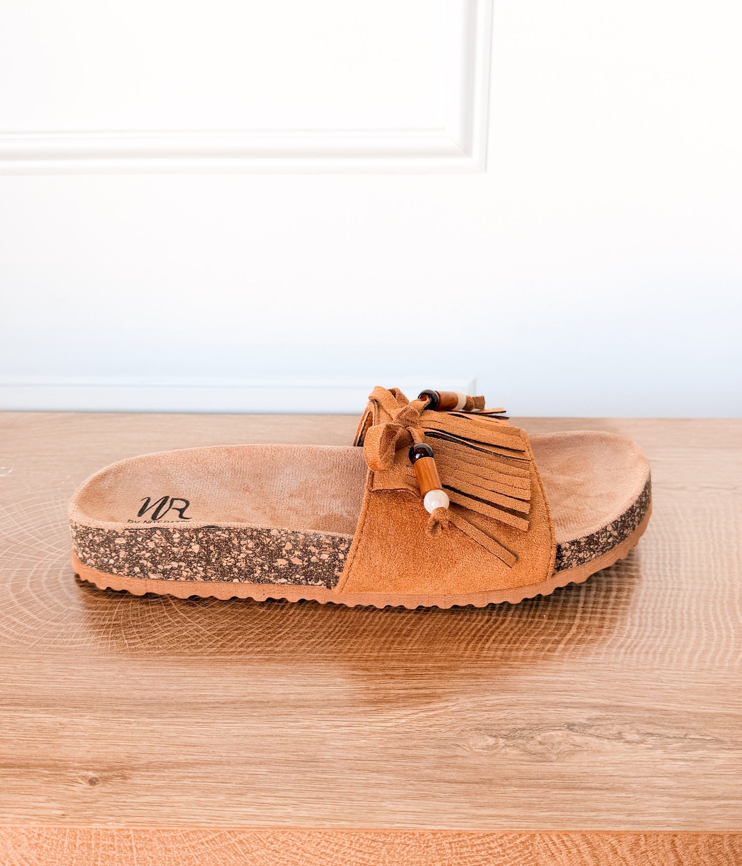 Lilliam Fringe Beaded Sandals in Tan