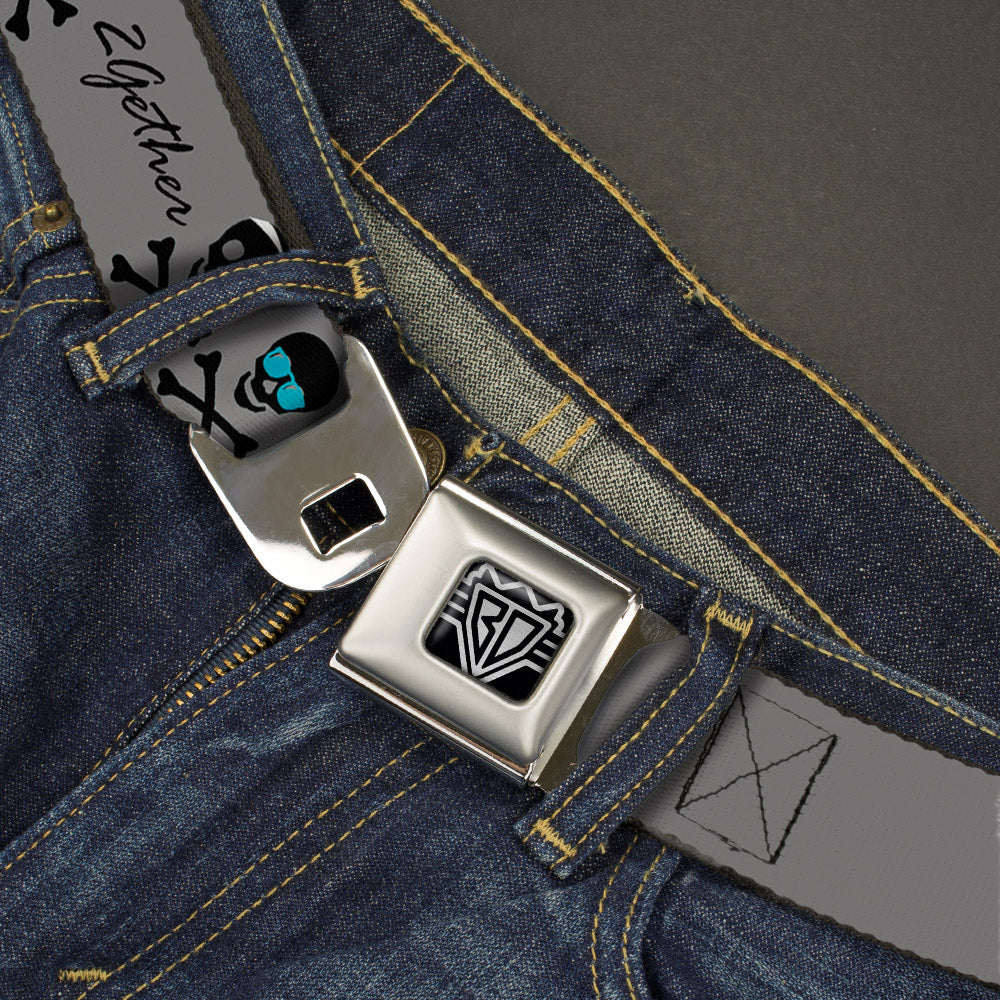 BD Wings Logo CLOSE-UP Full Color Black Silver Seatbelt Belt - 2gether 4ever Skulls Webbing
