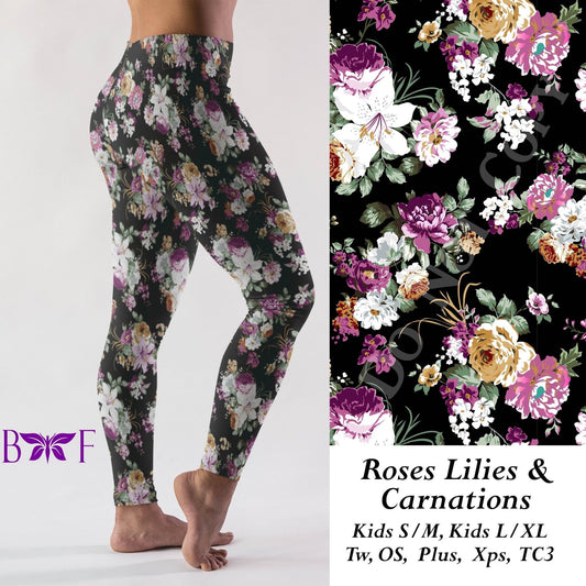 Roses Lilies & Carnations - Leggings