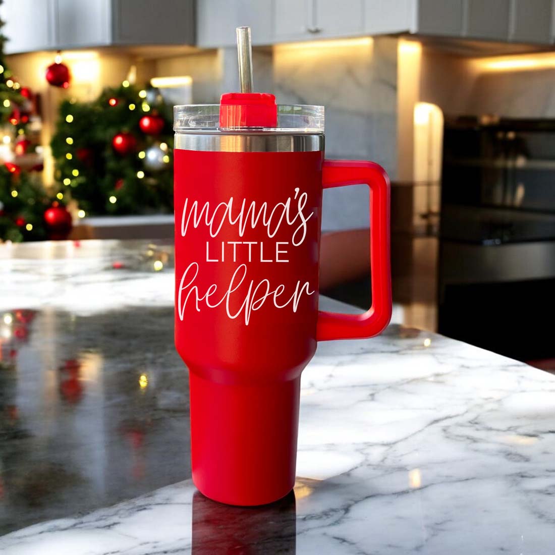 Insulated 40oz Travel Mug With Handle Lid And Straw, Green Option, Mom Gift