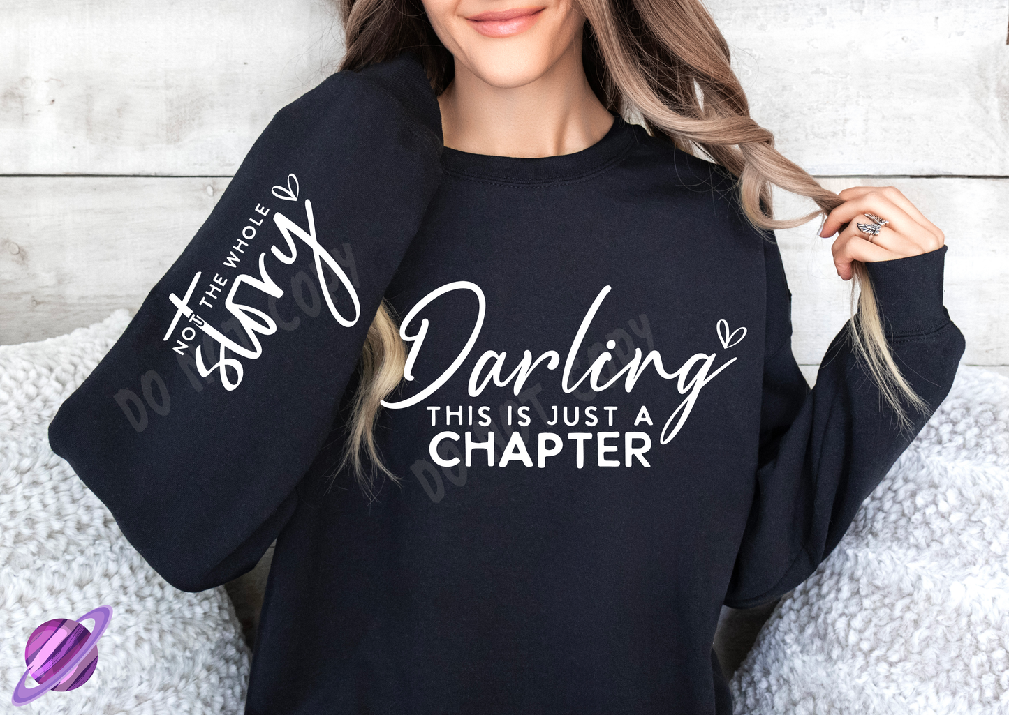 JUST A NEW CHAPTER W/ SLEEVE PRINT CREWNECK SWEATSHIRT