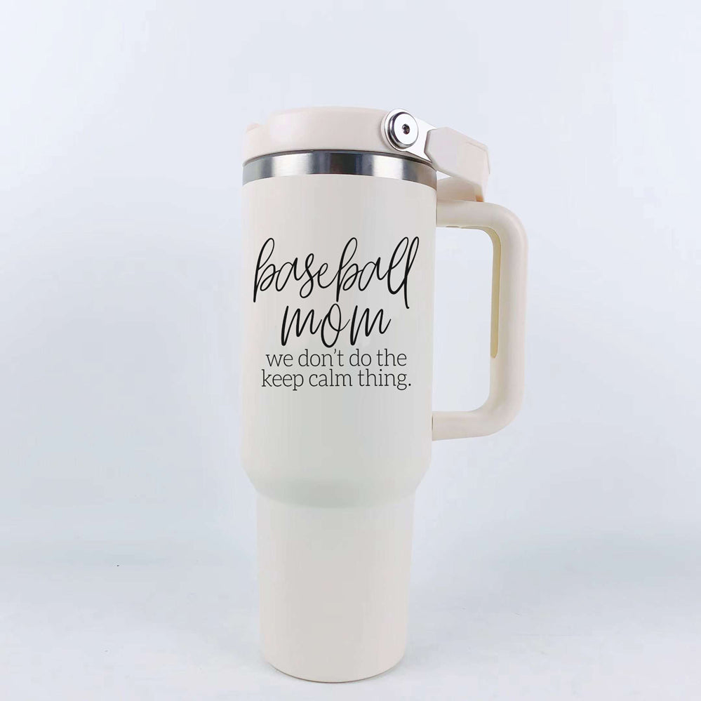 Baseball Mom 40oz Tumbler With Handle Straw Spill Proof Spout Travel Cup