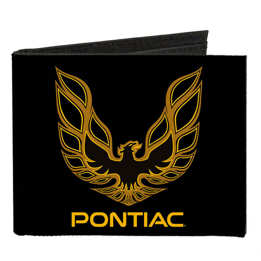 Canvas Bi-Fold Wallet - Firebird PONTIAC Logo Black Golds