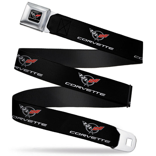 CORVETTE C5 Logo Full Color Black Gray White Red Seatbelt Belt - CORVETTE C5 Logo Black/Gray/White/Red Webbing