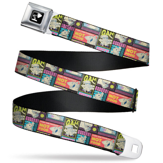Pixar Luxo Lamp Silhouette Full Color Black/White Seatbelt Belt - Disney Pixar Movie Mash Up Character Scene Blocks Black/Multi Color Webbing