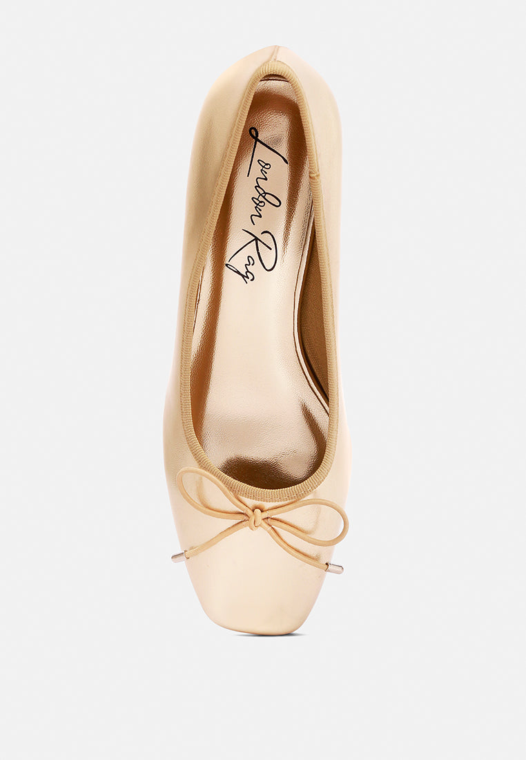 Laga Metallic Low Block Heel Ballerinas