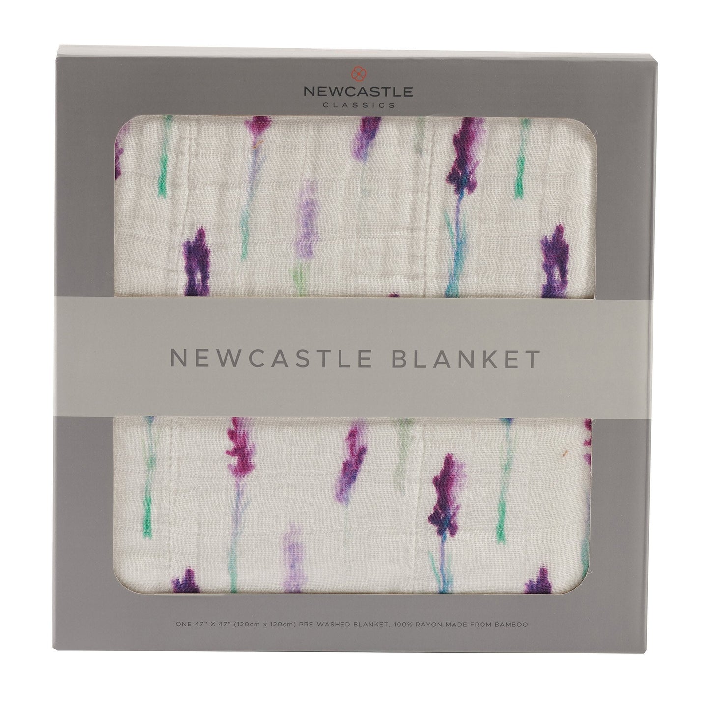Lavender White Cotton Muslin Baby Swaddle Blanket 47x47