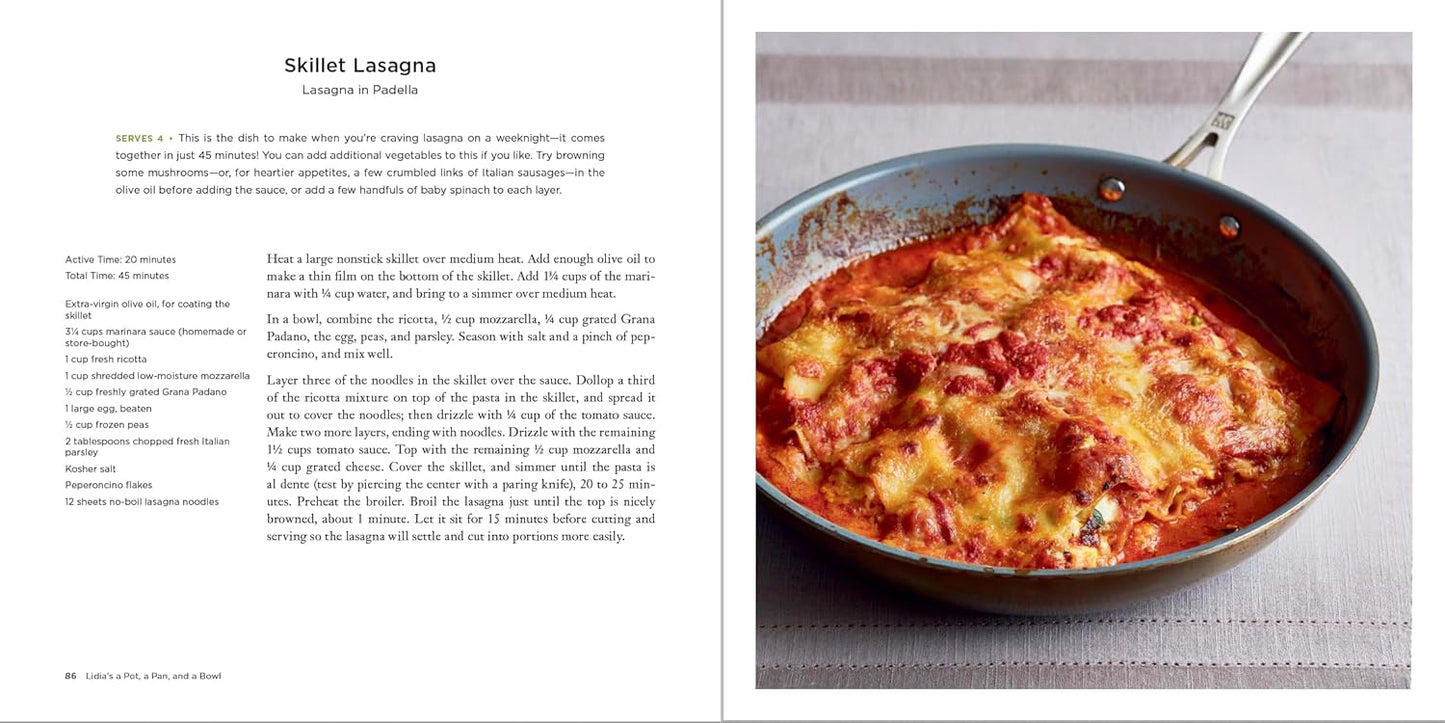 Lidia's a Pot, a Pan, and a Bowl: Simple Recipes for Perfect Meals: A Cookbook (Spiral bound)