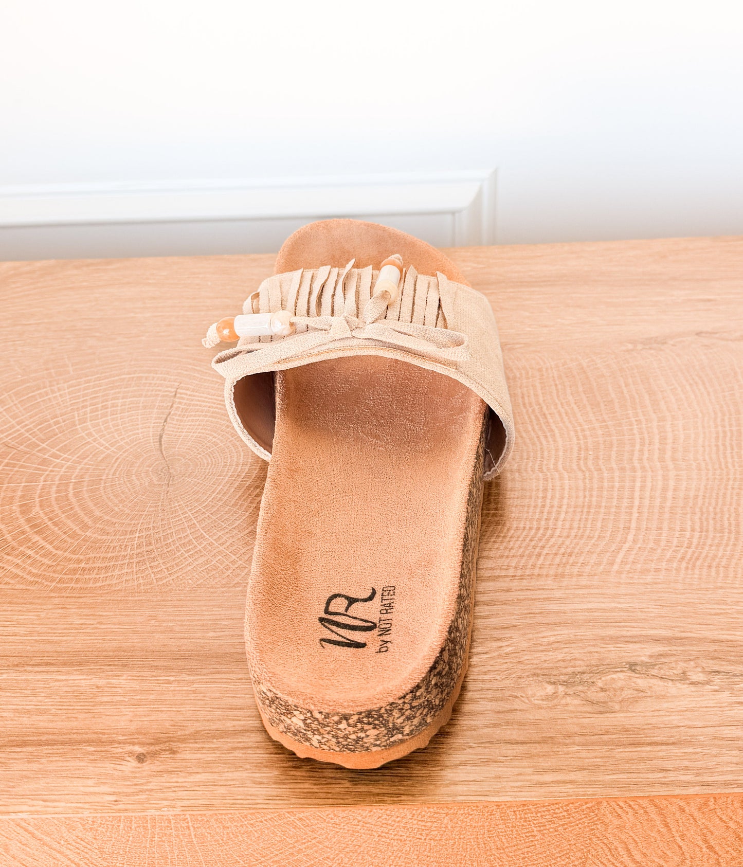 Lilliam Fringe Beaded Sandals in Beige