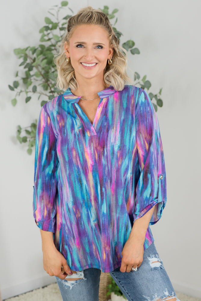 Dear Scarlett's The Lizzy Top Black & Teal (M)