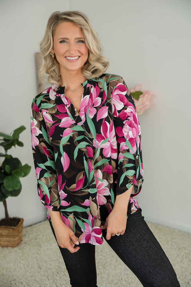 Dear Scarlett's The Lizzy Top Black & Teal (M)