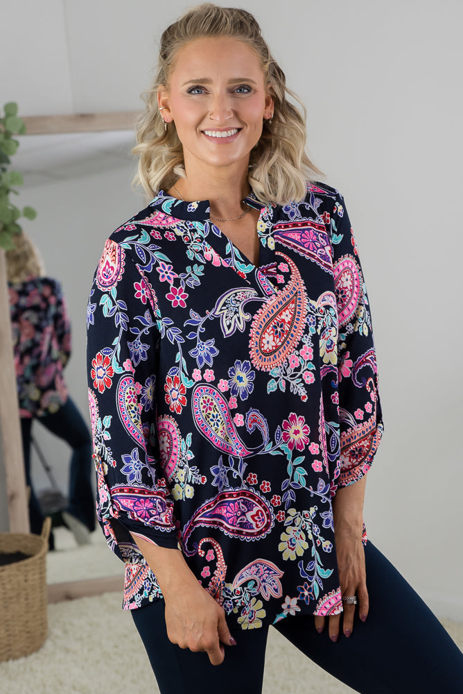 Dear Scarlett's The Lizzy Top Black & Teal (M)