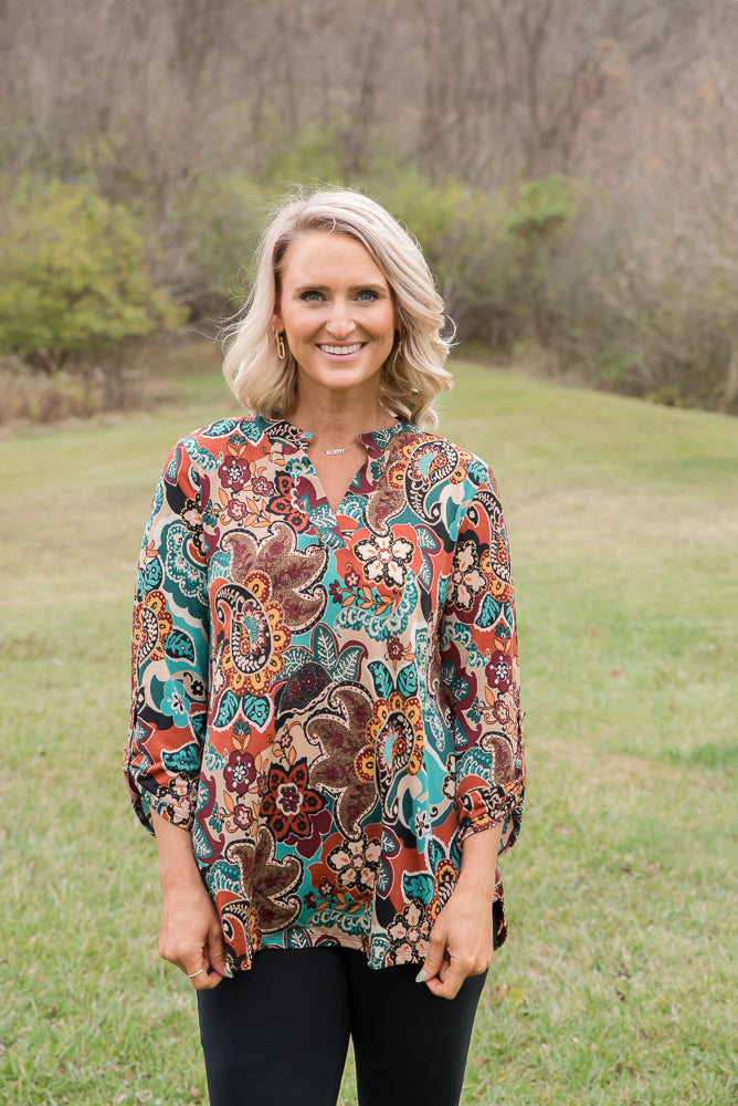 Dear Scarlett's The Lizzy Top Black & Teal (M)
