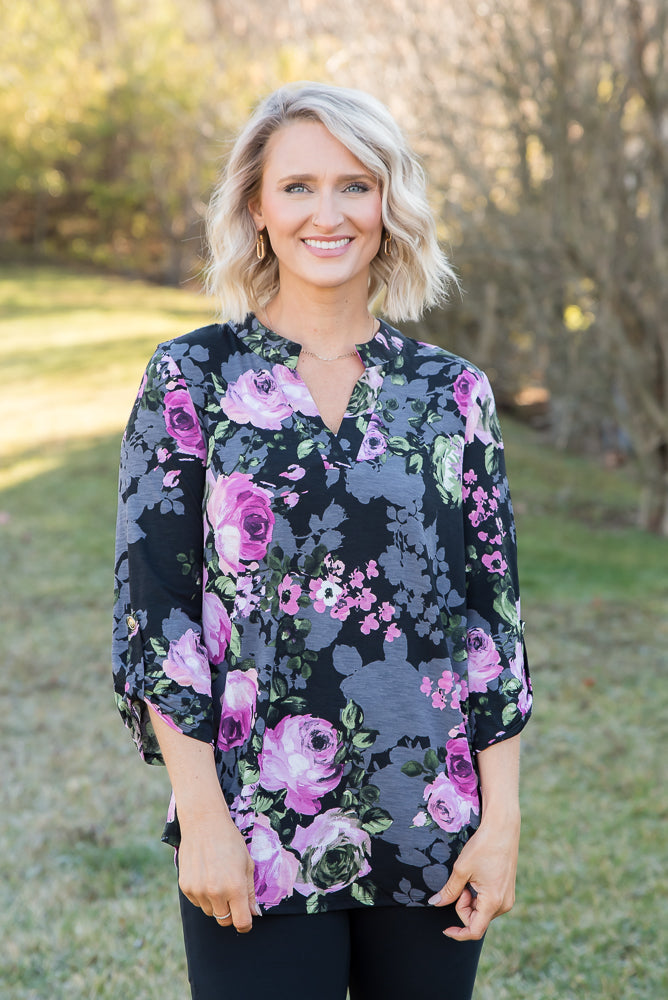 Dear Scarlett's The Lizzy Top Black & Teal (M)