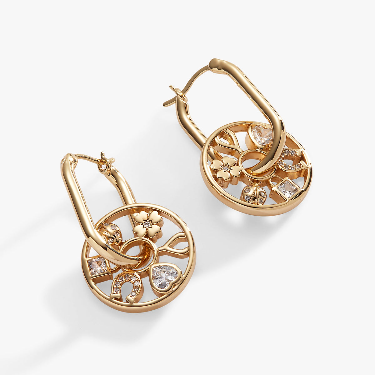 Love and Luck Wheel Hoop Earrings