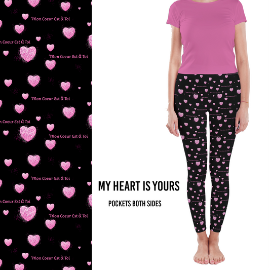 Love Heart Leggings my Heart Is Yours in French with Side Pockets