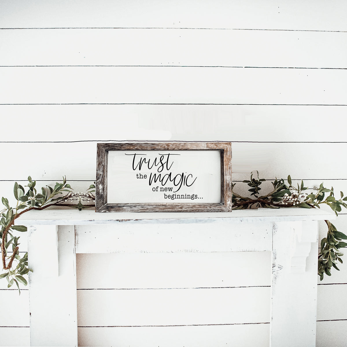 Rustic Wooden Magic Of New Beginnings Inspirational Sign Home Decor Gift