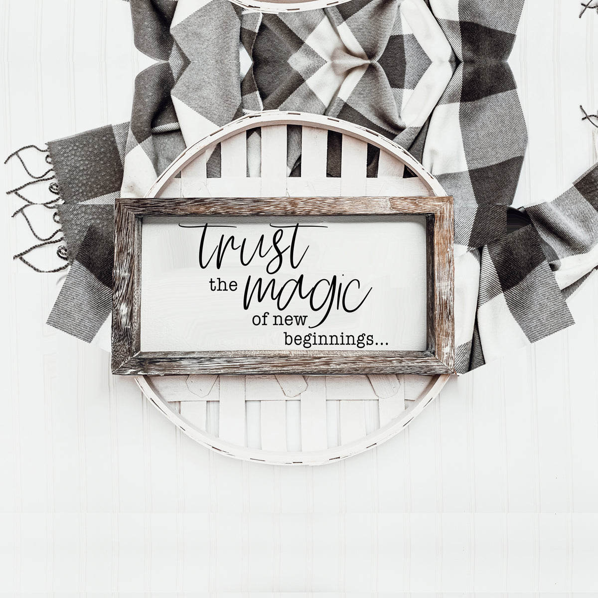 Rustic Wooden Magic Of New Beginnings Inspirational Sign Home Decor Gift